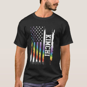 Kimchi United States Distressed Rainbow w US Flag T-Shirt
