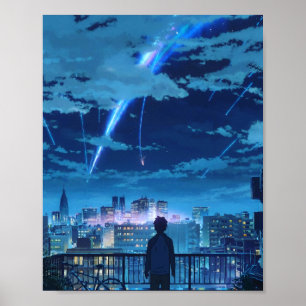 kimi no na wa  your name Taki Stars Balcony  Poster