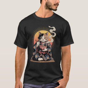 Kimono Cat with Ramen – Japanese-Inspired  T-Shirt