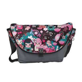 Kimono Cuties Kawaii Messenger Bag By Fluff by FluffShop at Zazzle