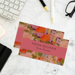 Kimono Flower Pink Floral Pattern Business Card