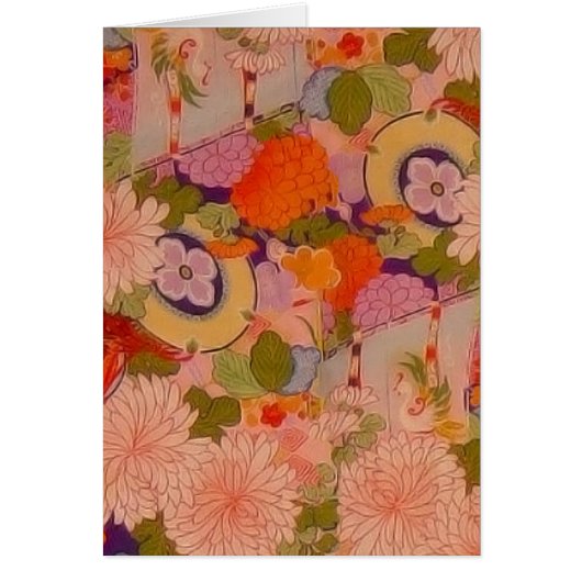 Kimono Flower Pink Floral Pattern Cards (Front)