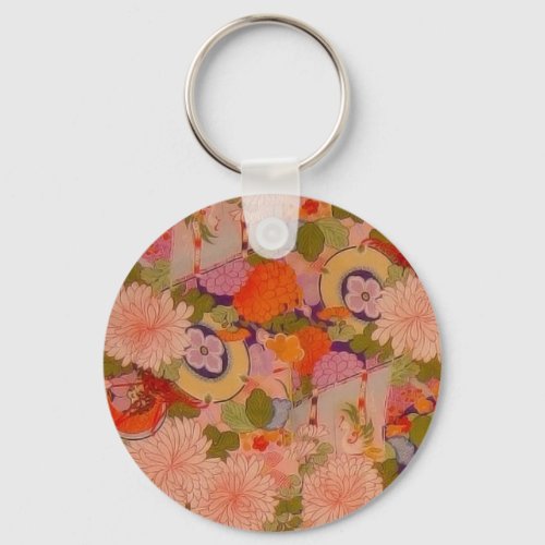 Kimono Flower Pink Floral Pattern Keychain