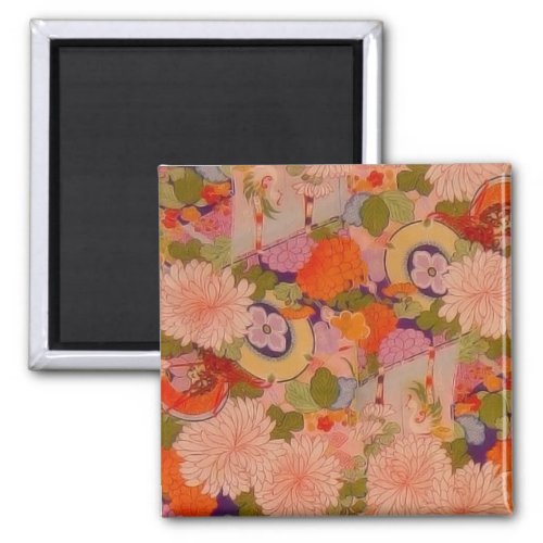 Kimono Flower Pink Floral Pattern Magnet