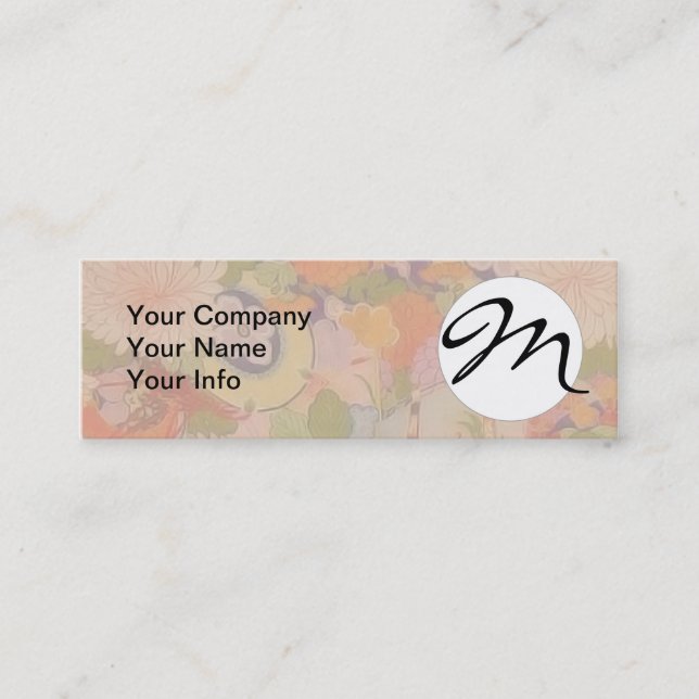 Kimono Flower Pink Floral Pattern Mini Business Card (Front)