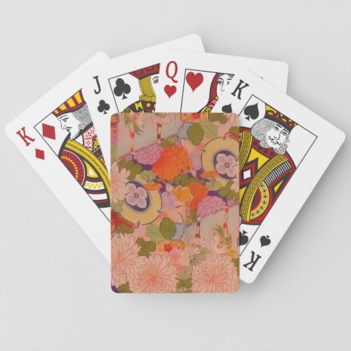 Kimono Flower Pink Floral Pattern Playing Cards