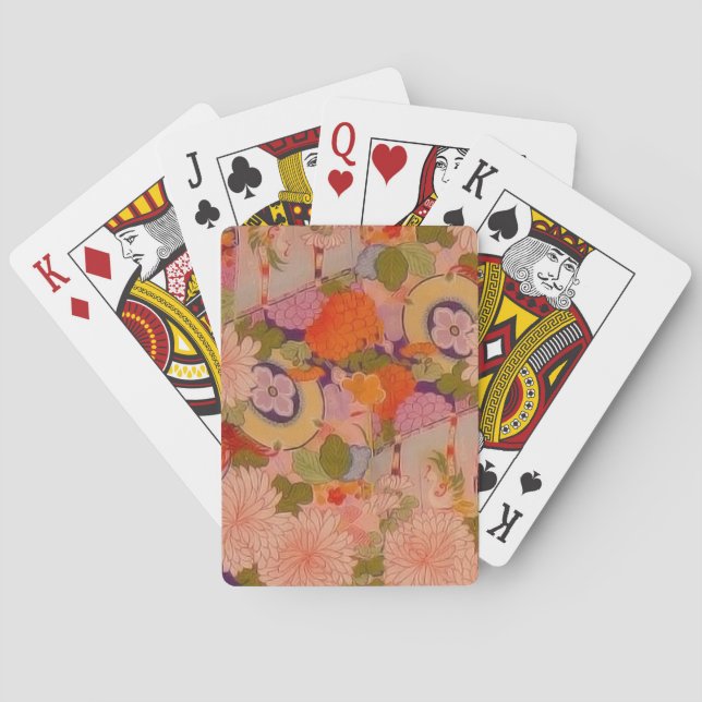 Kimono Flower Pink Floral Pattern Poker Cards (Back)