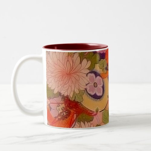 Kimono Flower Pink Floral Pattern Two_Tone Coffee Mug
