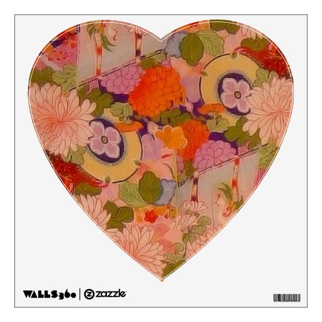 Kimono Flower Pink Floral Pattern Wall Decal (Front)