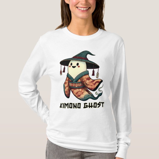 Kimono ghost - Trick or treat  - Happy halloween  T-Shirt (Front)