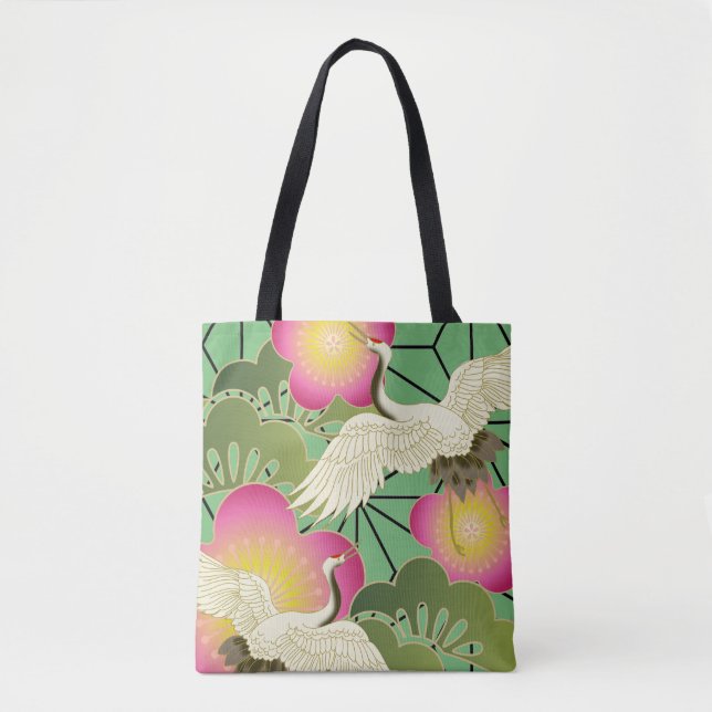 Kimono pattern inspired japanese fabric tote bag (Front)