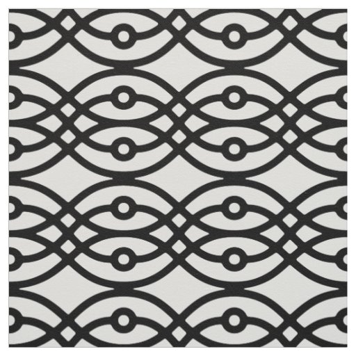 Kimono print, black on white fabric