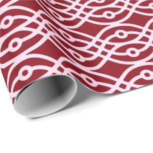 Kimono print, burgundy and pink wrapping paper