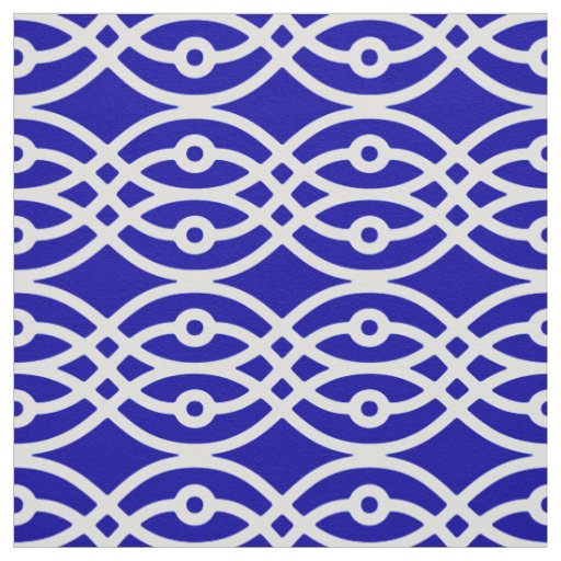 Kimono print, cobalt blue and white fabric