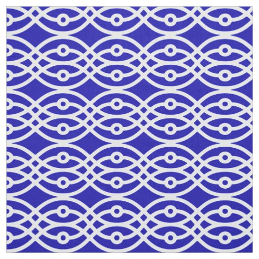 Kimono print, cobalt blue and white fabric