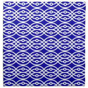 Kimono print, cobalt blue and white napkin