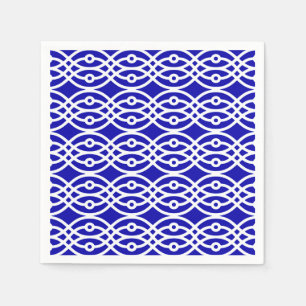 Kimono print, cobalt blue and white paper napkins