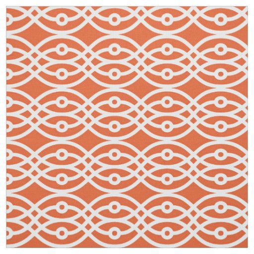 Kimono print, coral orange and white fabric