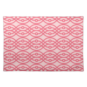 Kimono print, coral pink cloth placemat