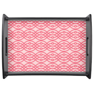Kimono print, coral pink serving tray