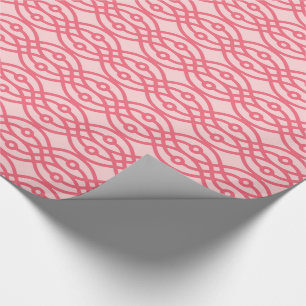 Kimono print, coral pink wrapping paper