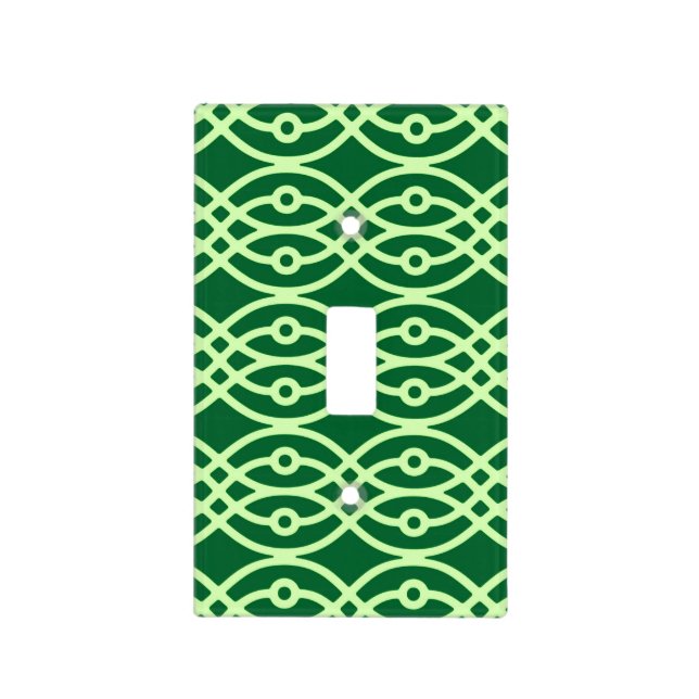 Kimono print, dark & light green switch cover (Front)