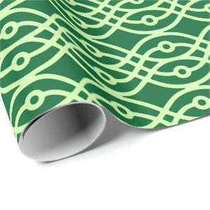 Kimono print, dark & light green wrapping paper