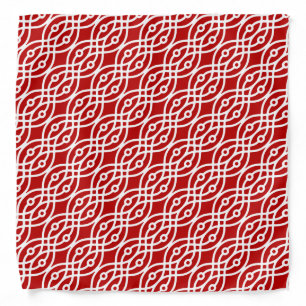 Kimono print, dark red and white bandana