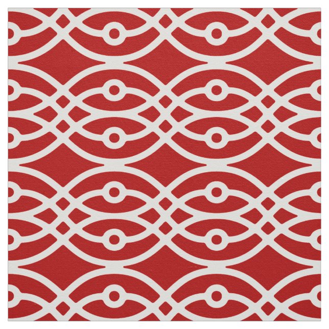 Kimono print, dark red and white fabric (Swatch)