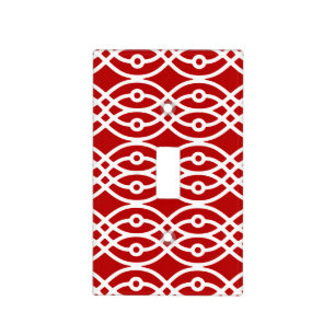Kimono print, dark red and white light switch cover