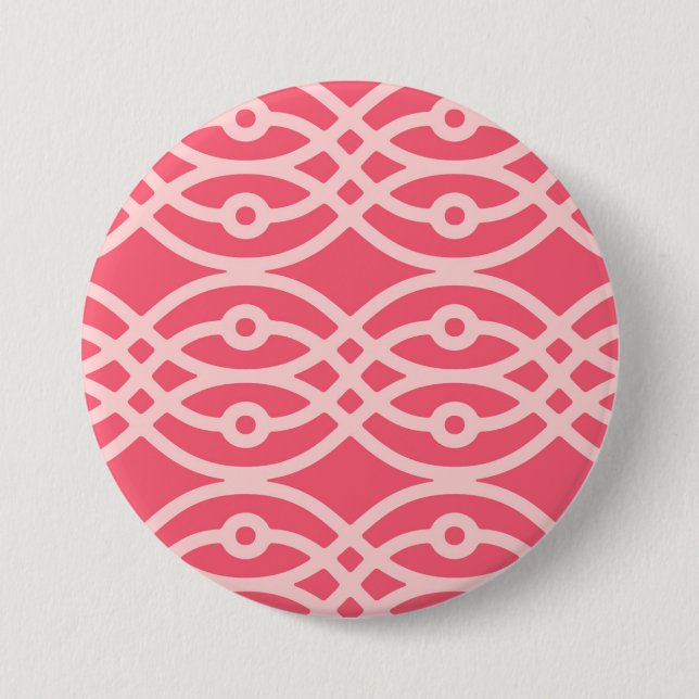 Kimono print, deep coral pink button (Front)