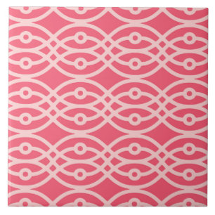 Kimono print, deep coral pink ceramic tile