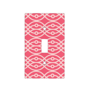 Kimono print, deep coral pink light switch cover