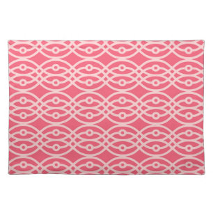 Kimono print, deep coral pink placemat