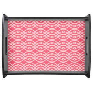 Kimono print, deep coral pink serving tray
