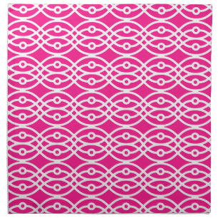 Kimono print, fuchsia pink and white napkin