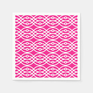 Kimono print, fuchsia pink and white napkins