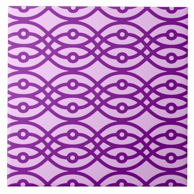 Kimono print, lavender and purple ceramic tile (Front)
