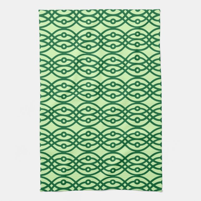 Kimono print, light & dark green towel (Vertical)