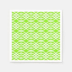 Kimono print, lime green and white paper napkins