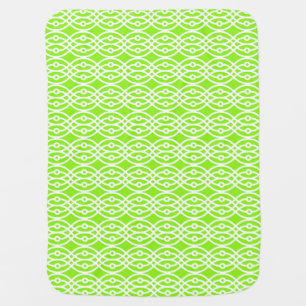Kimono print, lime green and white receiving blanket