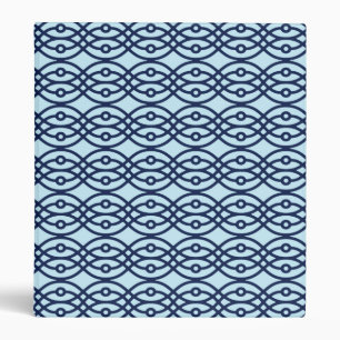 Kimono print, navy and light blue 3 ring binder