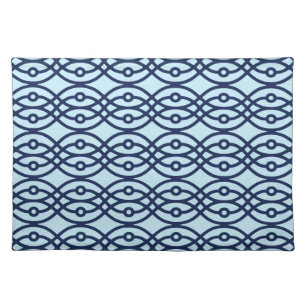 Kimono print, navy and light blue cloth placemat
