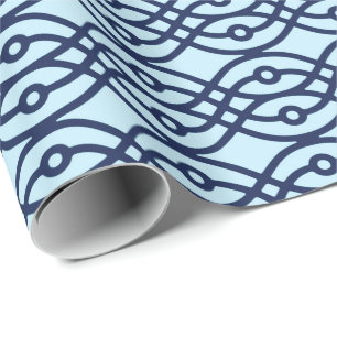 Kimono print, navy and light blue wrapping paper