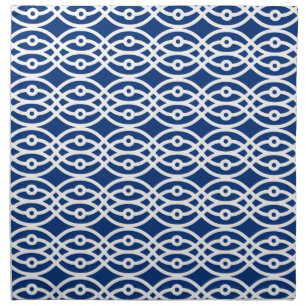 Kimono print, navy blue and white napkin