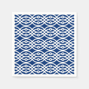 Kimono print, navy blue and white napkins