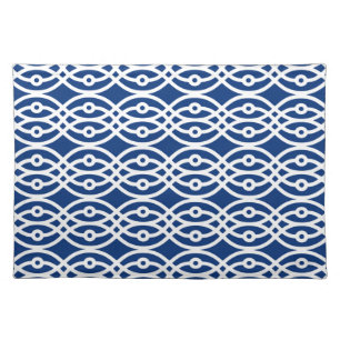 Kimono print, navy blue and white placemat