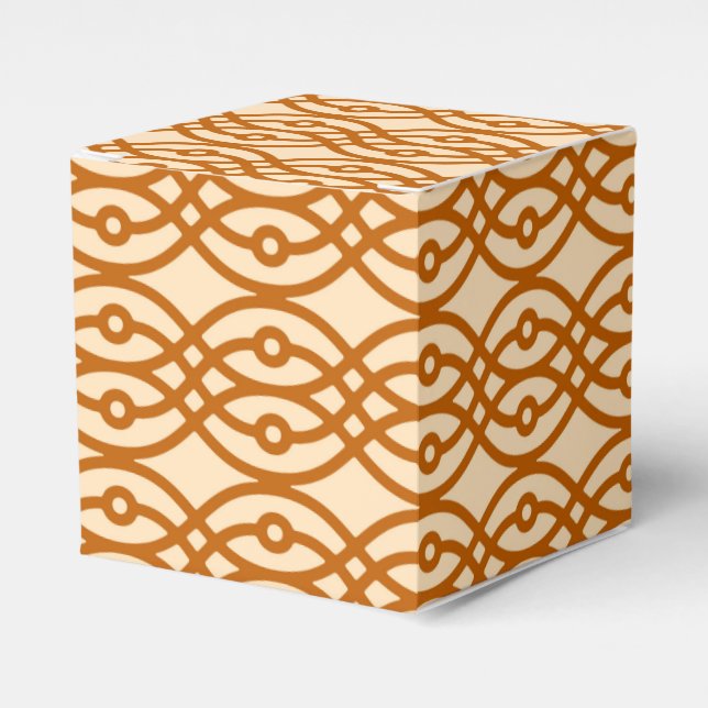 Kimono print, peach and terracotta favor boxes (Front Side)