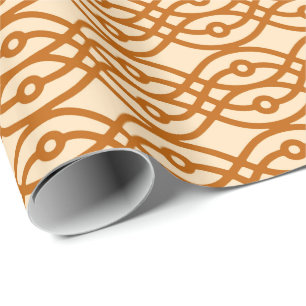 Kimono print, peach and terracotta wrapping paper