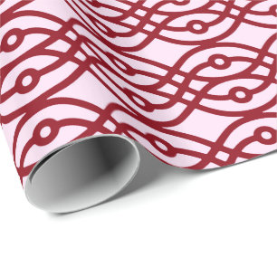 Kimono print, pink and burgundy wrapping paper